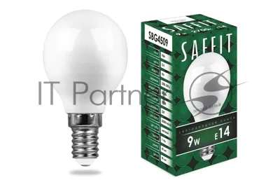 Лампа светодиодная SAFFIT SBG4509 (55080) 9Вт Е14 теплый матовый шар