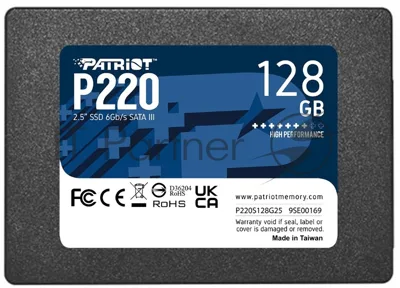 Накопитель SSD Patriot P220, 128Gb, SATA III, 2.5", R/W 550/480