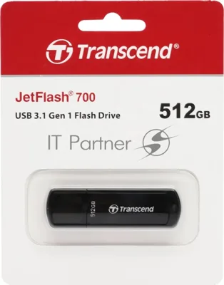 Флешка USB Transcend Jetflash 700 (TS512GJF700), 512Gb, USB 3.0, R/W 70/30, черный