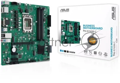 Материнская плата ASUS Pro B760M-C-CSM, LGA1700, Intel B760, 4xDDR5, 4xSATA, 2xM.2, 1xPCIe 4.0 x16, 2xPCIe x1, DisplayPort, HDMI, D-Sub, 1x1Gb LAN, 3x3.5 мм, 7.1, microATX