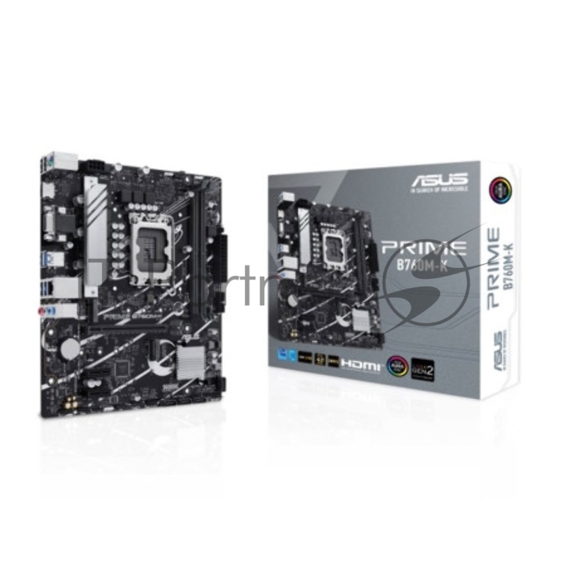 Материнская плата ASUS PRIME B760M-K, LGA1700, Intel B760, 2xDDR5, 4xSATA, 2xM.2, 1xPCIe 4.0 x16, 2xPCIe 4.0 x1, HDMI, VGA (D-Sub), 1x2.5Gb LAN, USB 3.2 Gen 1, 3x3.5 мм, 7.1, microATX