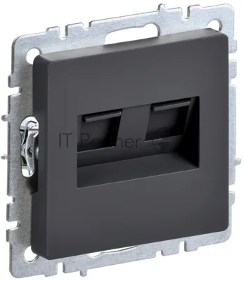 Розетка компьютерная двойная IEK BRITE РК10-2-БрГ RJ45 кат.5E графит