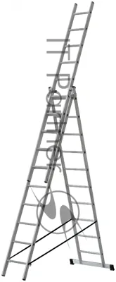 Лестница трехсекционная алюминиевая, 3 х 10 ступеней, H=285/481/674 см, вес 12.19 кг