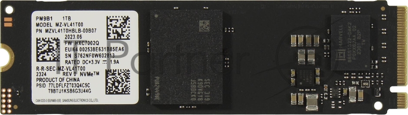 Накопитель SSD Samsung PM9B1, 1Tb, M.2 2280, PCIe 4.0 x4, NVMe, R/W 3600/3000