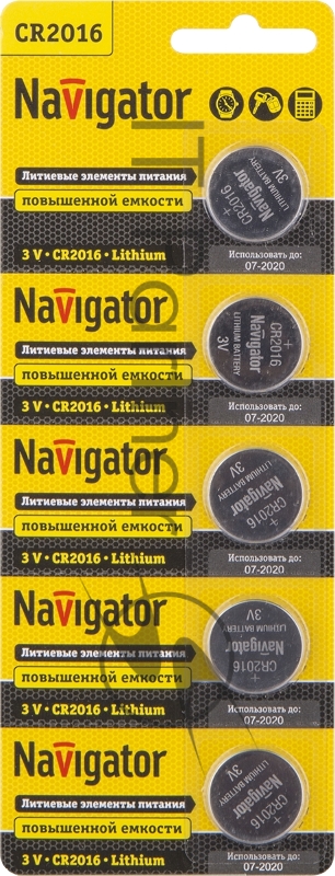 Элемент питания Navigator NBT-CR2016-BP5