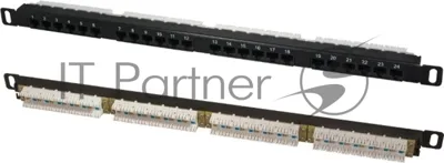 Патч-панель высокой плотности 19', 24хRJ-45, UTP, Cat.5e, 0,5U