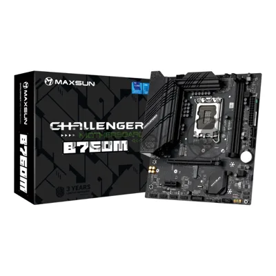 Материнская плата MAXSUN Challenger B760M, LGA 1700, Intel B760, 2xDDR4, 3xSATA, 2xM.2, 1xPCIe 4.0 x16, HDMI, D-Sub, 1x1Gb LAN, 3x3.5 мм, 5.1, microATX