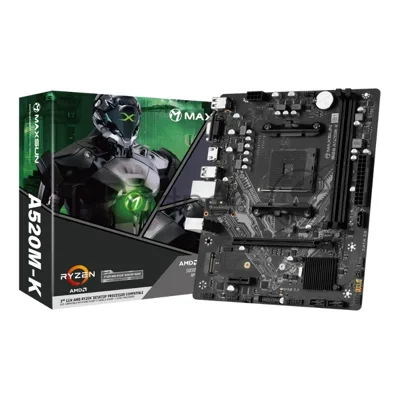 Материнская плата MAXSUN Challenger A520M-K, AM4, AMD A520, 2xDDR4, 4xSATA, 1xM.2, 1xPCIe 3.0 x16, HDMI, D-Sub, 1x1Gb LAN, 3x3.5 мм, 5.1, microATX