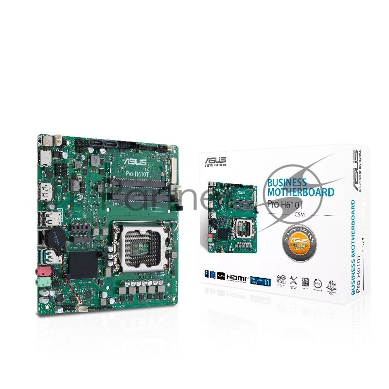 Материнская плата ASUS Pro H610T-CSM, LGA 1700, Intel H610, 2xDDR5, 2xSATA, 1xM.2, 1xPCIe x1, 1xHDMI, 1xDP, 1x 1Gb LAN, 2xUSB-A 2.0, 2xUSB-A 3.2 Gen 2, 2x3.5 мм, 7.1, Thin Mini-ITX