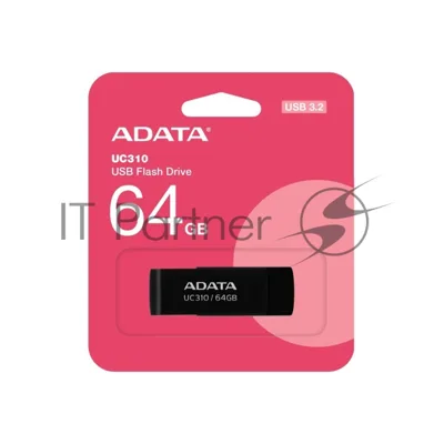 Флешка USB ADATA UC310 (UC310-64G-RBK), 64Gb, USB 3.2, R/W 100/30, черный