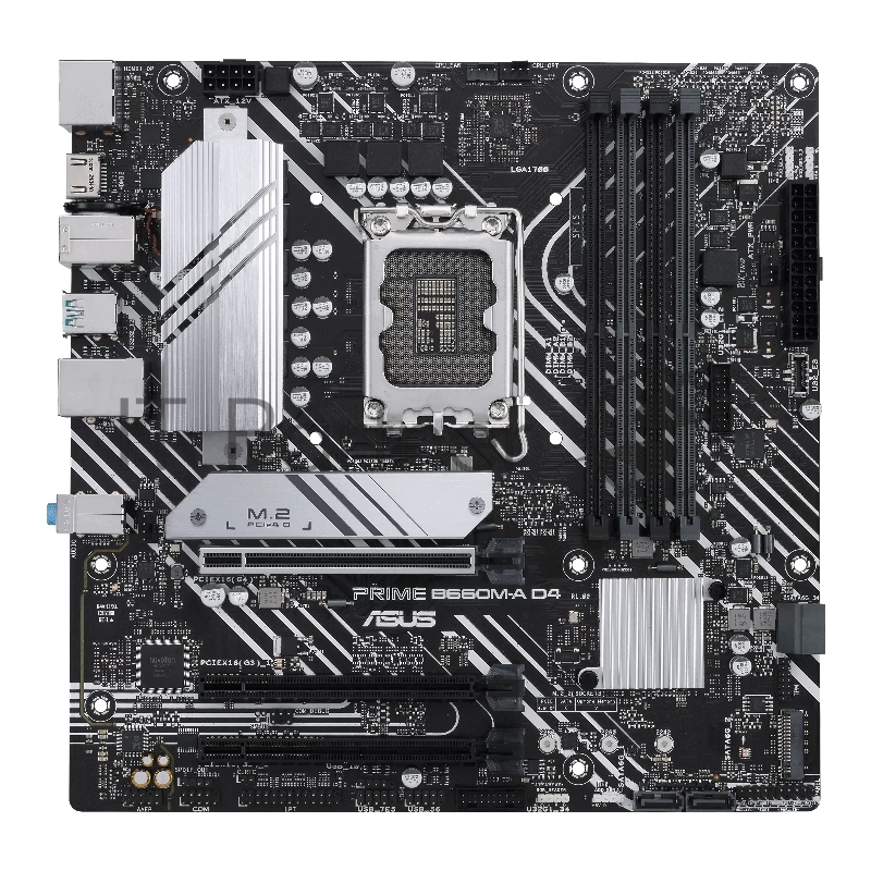 Материнская плата ASUS PRIME B660M-A D4-CSM, LGA1700, Intel B660, 4xDDR4, 4xSATA, 2xM.2, 1xPCIe 4.0 x16, DisplayPort, 2xHDMI, 1x1Gb LAN, 3x3.5 мм, 7.1, microATX