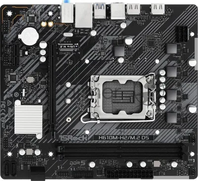 Материнская плата ASRock H610M-H2/M.2 D5, LGA1700, Intel H610, 2xDDR5, 4xSATA, 1xM.2, 1xPCIe 4.0 x16, 1xPCIe 4.0 x1, 2xHDMI, 1x1Gb LAN, USB 3.2 Gen 1, 3x3.5 мм, 7.1, microATX