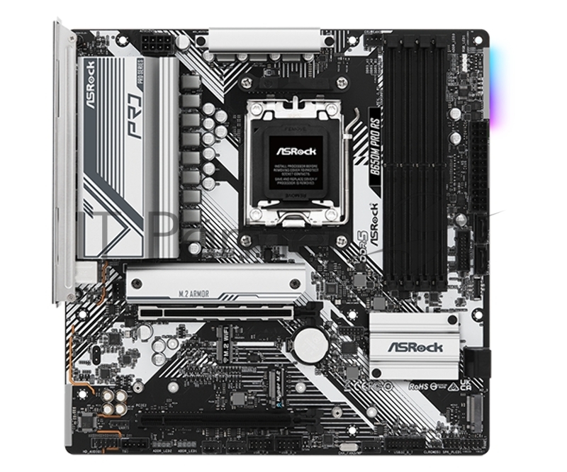 Материнская плата ASRock B650M PRO RS, AM5, AMD B650, 4xDDR5, 4xSATA, 3xM.2, 1xPCIe 4.0 x16, 1xPCIe 3.0 x4, 1xDP, 1xHDMI, 1x2.5Gb LAN, 1xUSB-C 10Gbps, 1xUSB-A 10Gbps, 2xUSB-A 5Gbps, 4xUSB-A 2.0, 3x3.5 мм, 7.1, mATX