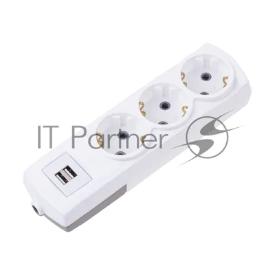 Удлинитель Rexant PREMIUM 3 гнезда, 3 м, 3х1,5 мм², с/з, 2 USB, белый