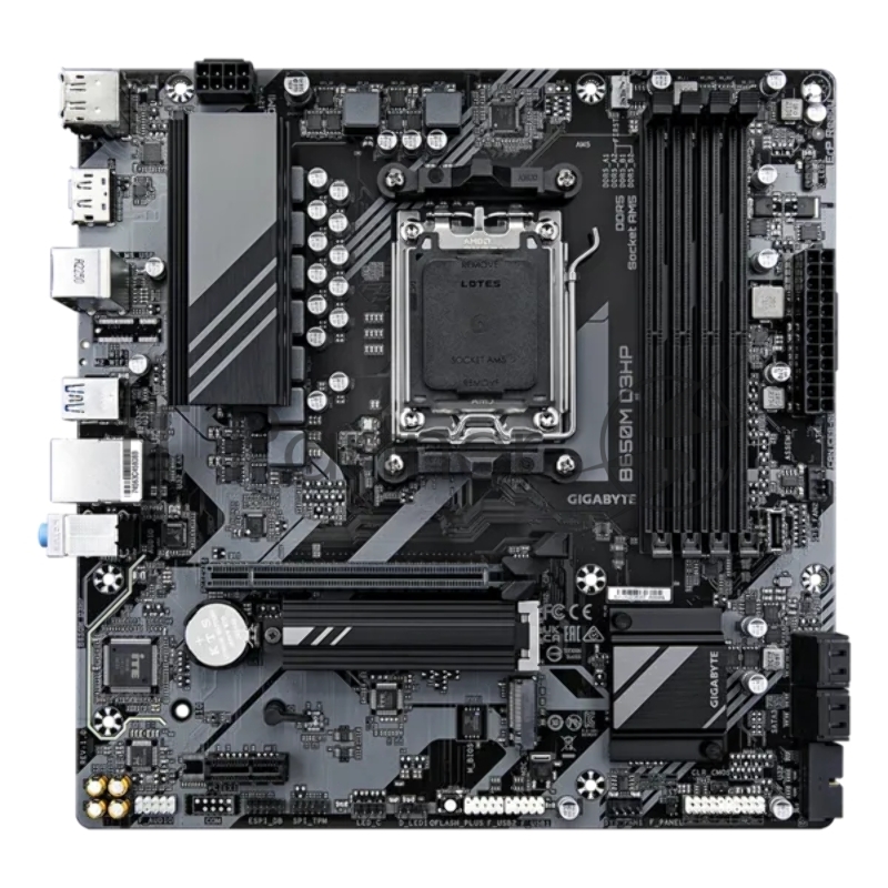 Материнская плата Gigabyte B650M D3HP, AM5, AMD B650, 4xDDR5, 4xSATA, 2xM.2, 1xPCIe 4.0 x16, 1xPCIe x1, HDMI, 2xDisplayPort, 1x2.5Gb LAN, USB Type-C, 3x3.5 мм, 7.1, microATX
