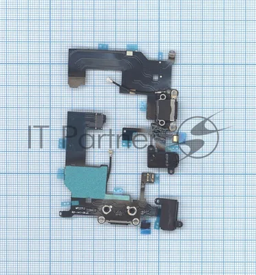 Шлейф разъема питания с аудио-разъемом для iPhone 5 черный