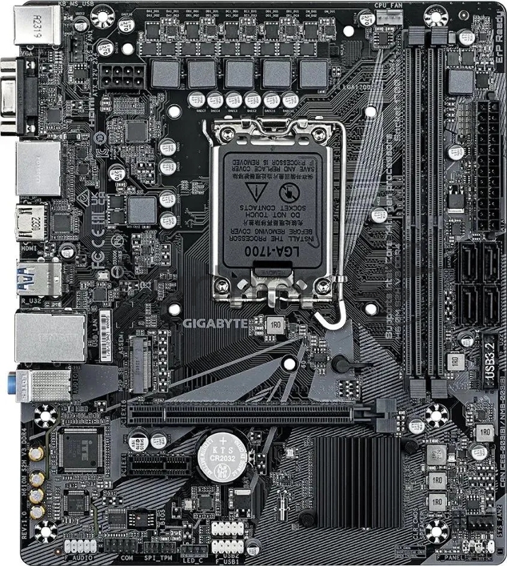 Материнская плата GIGABYTE H610M S2H V3 DDR4, LGA1700, Intel H610, 2xDDR4, 4xSATA, 1xM.2, 1xPCIe 4.0 x16, DisplayPort, HDMI, D-Sub, 1x1Gb LAN, 3x3.5 мм, 7.1, microATX