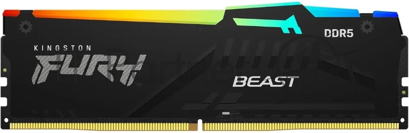 Оперативная память Kingston Fury Beast, DDR5, 8GB (1x8GB), 5200MHz, CL40, DIMM, с радиаторами, RGB, черный