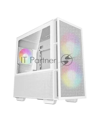 Компьютерный корпус Deepcool CH360 WH без БП, боковое окно (закаленное стекло), 2x140мм ARGb LED вентилятор спереди и 1x120мм ARGb LED вентилятор сзади, белый, mATX