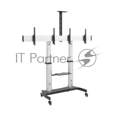 Мобильная стойка Wize Pro MH255 для 2-х дисплеев 37"-60", Max VESA 600x400 мм, наклон +5/-10 градусов, высота 168,5 см, до 50 кг черный