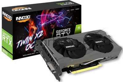 Видеокарта INNO3D GeForce RTX 3050 TWIN X2 OC, 8 GB GDDR6, 128 bit, DVI-D, DisplayPort, HDMI, GPU 1552 MHz