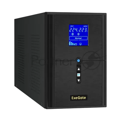 Источник бесперебойного питания ExeGate SineTower SN-2000.LCD.AVR.3SH.1C13.RJ.USB / 2000 ВА / 1600 Вт / 3 x CEE 7 (евророзетка), 1 x IEC 320 C13