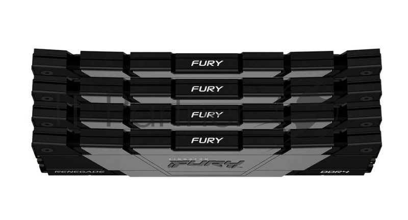 Оперативная память Kingston Fury Renegade, DDR4, 64GB (4x16GB), 3200MHz, CL16, DIMM, радиатор, черный