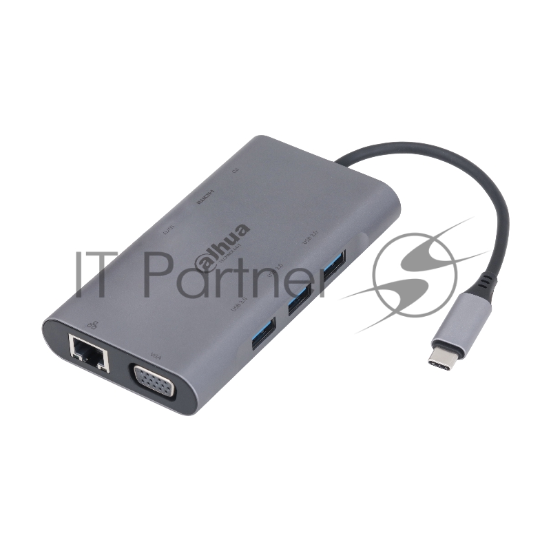 USB-концентратор Dahua TC39, USB Type-C, USB 3.0 + HDMI + RJ45 + VGA + SD/TF +PD Docking Station, USB