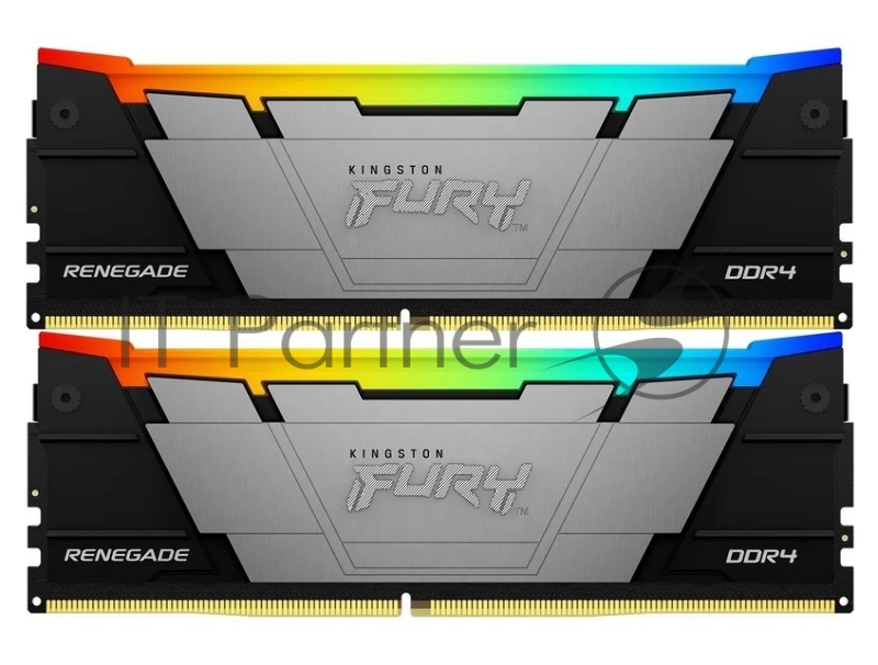 Оперативная память Kingston Fury Renegade, DDR4, 16Gb (2x8Gb), 3200MHz, CL16, DIMM, с радиаторами, RGB, черный