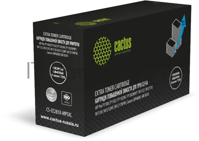 Картридж лазерный Cactus CS-CE285X-MPSXL CE285A/CB435A/Canon 725 черный (8000стр.) для HP Pro P1100/P1102/P1102W/P1102WHP/M1132/M1210/M1130/M1212NF/M1217NFW; Canon LBP6000