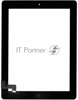 Сенсорное стекло (тачскрин) для iPad 2 (A1395, A1396, A1397), черное с кнопкой OEM
