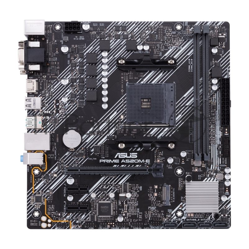 Материнская плата ASUS PRIME A520M-E/CSM, AM4, AMD A520, 2xDDR4, 4xSATA, 1xM.2, 1xPCIe 3.0 x16, DVI-D, HDMI, D-Sub, 1x1Gb LAN, 3x3.5 мм, 7.1, microATX
