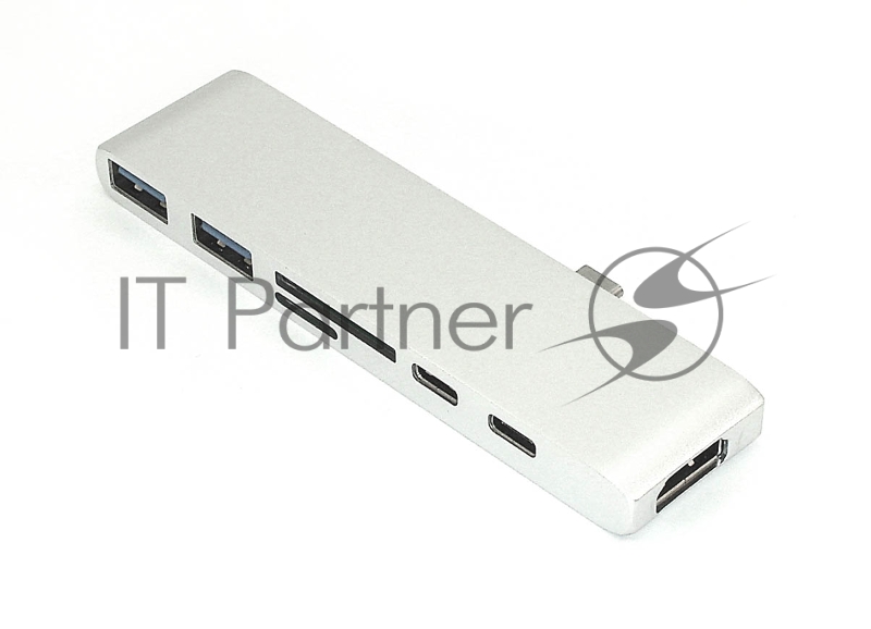 Адаптер Type-C на HDMI, USB 3.0*2 + Type-C* 2 + SD/TF для MacBook, серебро
