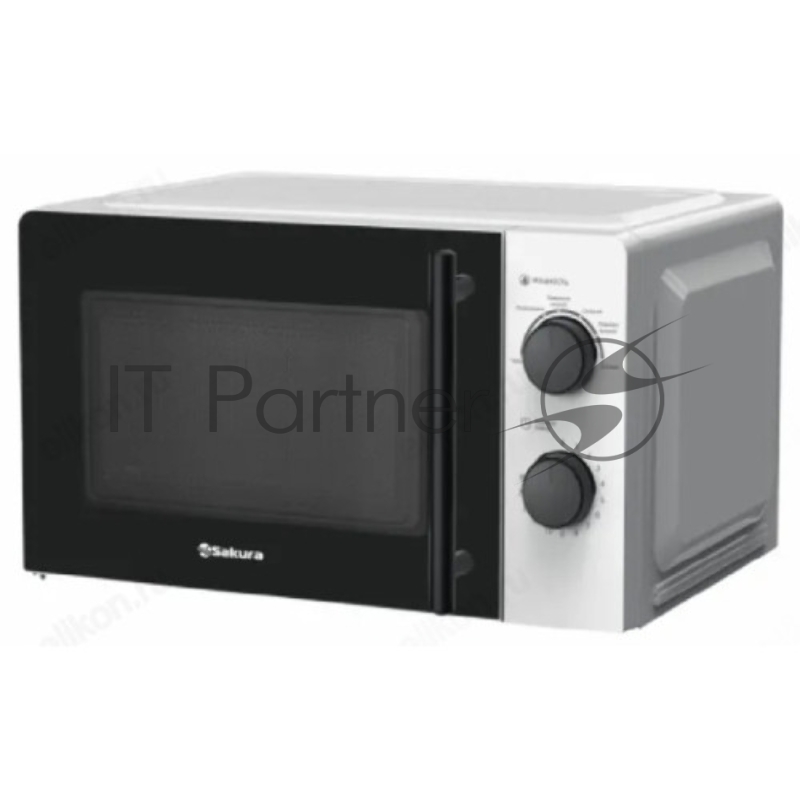 Микроволновая печь Sakura SA-7050W белый, 20 л, 700 Вт, переключатели - поворотный механизм