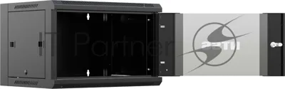 Шкаф коммутационный NTSS NTSS-W9U6045GS-BL настенный 9U 570x450мм пер.дв.стекл 60кг черный 350мм 20.1кг 220град. 370мм IP20 сталь