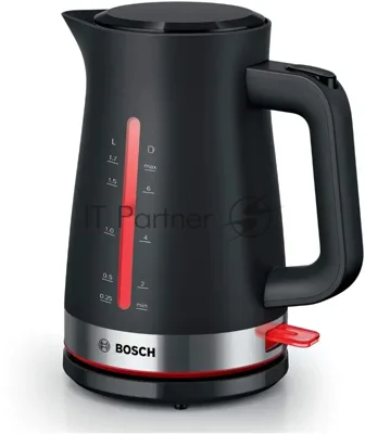 Электрочайник Bosch TWK4M223 черный, 1.7 л, 2400 Вт, скрытый нагревательный элемент