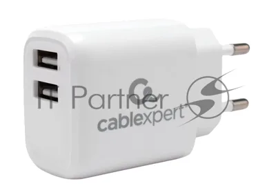 Сетевое зарядное устройство Cablexpert MP3A-PC-58, 10.5Вт, 2.1А, 2хUSB, белый, пакет