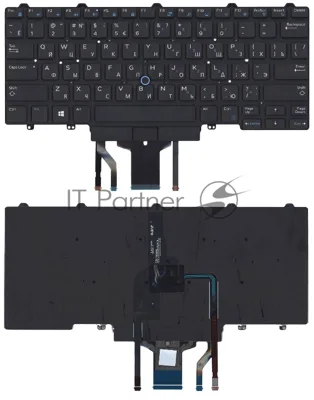 Клавиатура для ноутбука Dell Latitude E5470 E7470 черная с подсветкой и указателем
