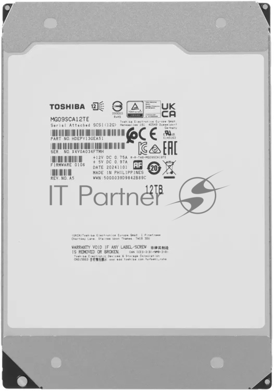 Жесткий диск Toshiba HDD SAS 12Tb 7200 512Mb (replacement MG07SCA12TE)