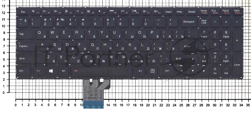 Клавиатура для ноутбука Lenovo Ideapad U530 U530P U530P-IFI черная с подсветкой