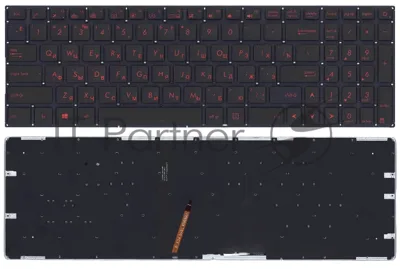 Клавиатура для ноутбука Asus FX502 черная с красной подсветкой