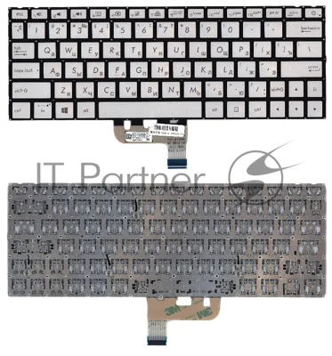 Клавиатура для ноутбука Asus UX333F серебристая с подсветкой