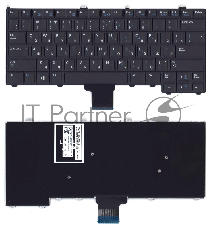 Клавиатура для ноутбука Dell Latitude E7440 черная без подсветки и без указателя