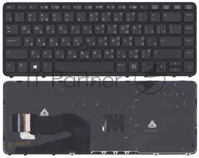 Клавиатура для ноутбука HP EliteBook 840 G1 G2 черная c рамкой с указателем и подсветкой