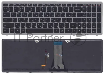 Клавиатура для ноутбука Lenovo G505s Z510 S510 черная с подсветкой c серебристой рамкой