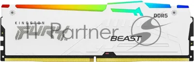 Оперативная память Kingston Fury Beast, DDR5, 32Gb (1x32GB), 5600MHz, CL36, DIMM, радиатор, RGB, белый