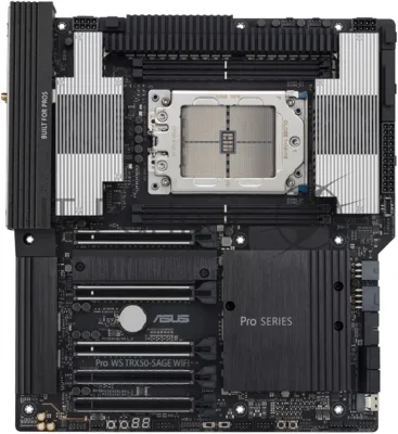 Материнская плата ASUS Pro WS TRX50-SAGE WIFI, sTR5, AMD TRX50, 4xDDR5, 4xSATA, 3xM.2, 1xPCIe 5.0 x8, 1x10Gb LAN, 1x2.5Gb LAN, USB Type-C, Wi-Fi 7, Bluetooth, 2x3.5 мм, 5.1, E-ATX