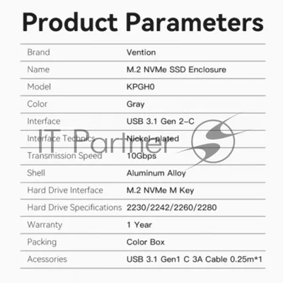 Корпус для SSD Vention USB 3.1 Gen 2-C M.2 NVMe Серый
