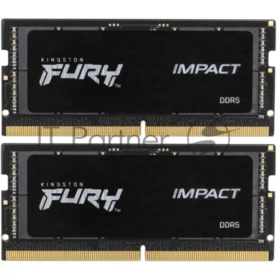 Оперативная память Kingston Fury Impact, DDR5, 32GB (2x16GB), 6400MHz, CL38, SO-DIMM, с радиатором, черный