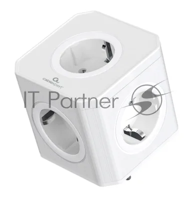 Тройник Cablexpert Tower, CUBE-5-16-W, 5р, 16А, заземл, белый, коробка